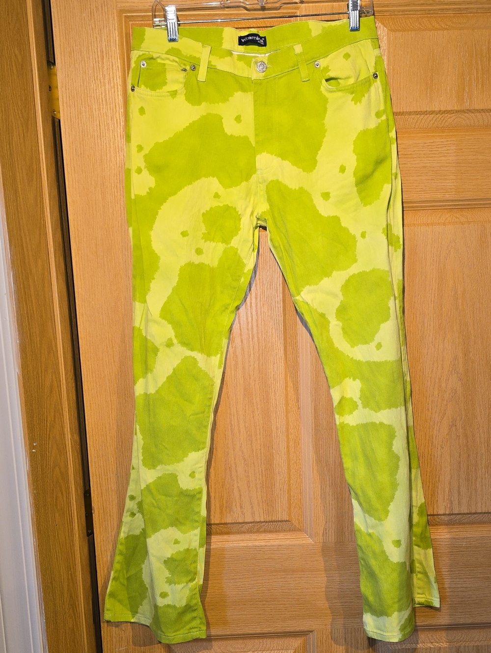 Vitamin A Neon Lime Tie-Dye Flare Jeans
